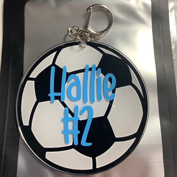 Custom 3-inch Acrylic Soccer Bag Tag: Personalized Keychain with Unique Font for Sports Lovers