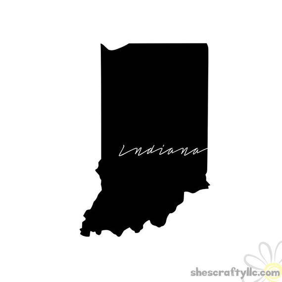Download Indiana State Silhouette With Script Text Indiana Svg Etsy