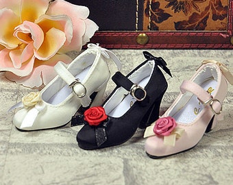 CODENOiR - Flower Silk Mary Jane Heels  BJD shoes for msd / mdd / angel philia / 1/4 BJD / OB50