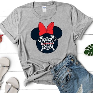 Firefighter Disney Shirt, firefighter shirt, Firefighter Mickey,Firefighter Minnie, Thin red line, Matching Disney Shirts