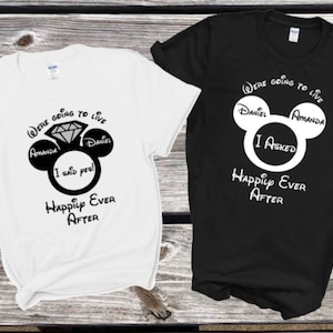 Disney Engagement Shirt, Disney Couple, Disney Wedding, Disney proposal, Newly Weds, Bride and groom shirts