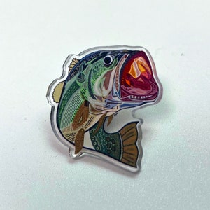 Large Mouth Bass Fish Pin - Bass Fishing Pin - Fishing Large Mouth Bass Art Pin - North American Fresh Water Fish Pin by Sarah Hiers Design