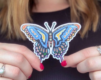 Butterfly Sticker - Sarah Hiers Design Butterfly Sticker Art - Vinyl Sticker Decal - Laptop and Car Butterfly Decal Sticker - Fun Butterfly