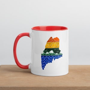 Colorful State of Maine Mug - Red, Orange, and Yellow State of Maine Coffee Mugs - Colorful Maine Gifts by Sarah Hiers Design