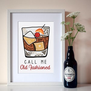 Noem me ouderwetse whiskydrankprint - Barkunst - Bar- en keukendecor - Ouderwetse print - Whiskykunst - Noem me ouderwetse kunst
