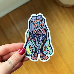 Basset Hound Sticker - 3&#39; Vinyl Basset Hound Sticker - Basset Hound Gift - Fun Basset Hound Sticker Art- Dog Stickers by Sarah Hiers Design