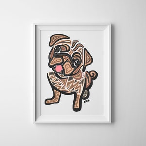 Pug Art - Pug Poster - Pug Lover - Pug Portrait - Custom Dog Portrait - Pug Illustration - Pug Gift - Pug Lover Gift - Sarah Hiers Design