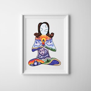 Yoga Girl Art - Yoga Art by Sarah Hiers Design- Spiritual Art  - Colorful Yoga Art - Yogi Gift - Yoga Art Poster