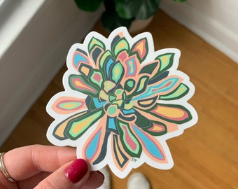Lotus Sticker - Colorful Lotus Sticker - Sarah Hiers Design Lotus - Lotus Sticker Art - Cute Lotus Sticker Art - Waterproof Vinyl Stickers