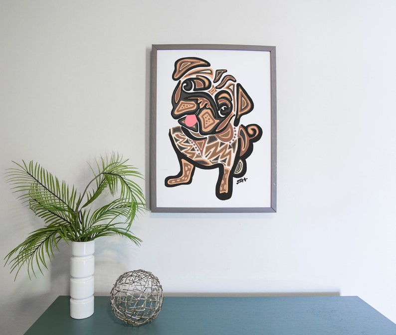 Pug Lover Gift Pug Illustration Pug Portrait Pug Poster Custom Dog Portrait Pug Art Sarah Hiers Design Pug Gift Pug Lover