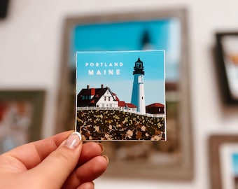 Faro de Portland, Maine - Pegatina del faro de Portland, Maine - Arte de pegatinas de Maine
