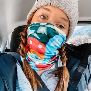 Colorful Face Mask - Fun Ski Mask - Girly Ski and Snowboard Face Mask - Fleece Face Mask - Floral Print Face Mask - Fun Gaiter - Cute Gaiter