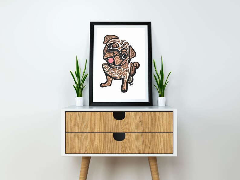 Pug Lover Gift Pug Illustration Pug Portrait Pug Poster Custom Dog Portrait Pug Art Sarah Hiers Design Pug Gift Pug Lover