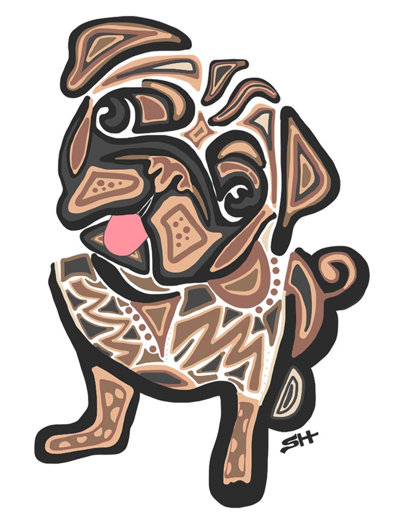 Pug Lover Gift Pug Illustration Pug Portrait Pug Poster Custom Dog Portrait Pug Art Sarah Hiers Design Pug Gift Pug Lover