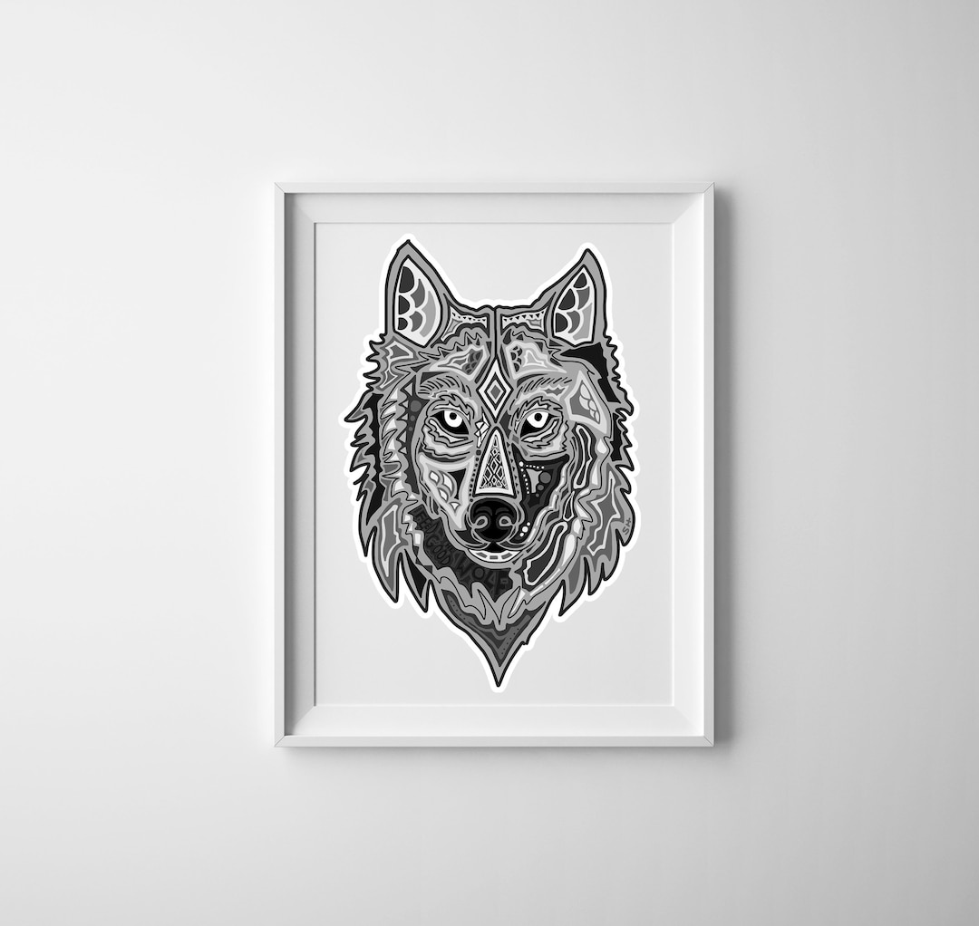 Wolf Poster Gray Wolf Art Wolf Design Sarah Hiers Design Wolf Print Unique Wolf Art Etsy