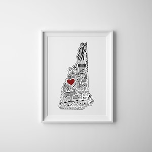 State of New Hampshire Art Print - Sarah Hiers Design New Hampshire State Outline Print - New Hampshire Art Poster