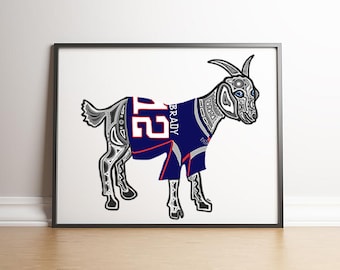 トム・ブレイディ GOAT (史上最高) - TB12 - ニューイングランド・ペイトリオッツ プリント - トム・ブレイディ アート - フットボール プリント - NFL プリント - トム・ブレイディ ポスター