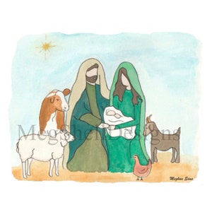 Green Nativity Painting