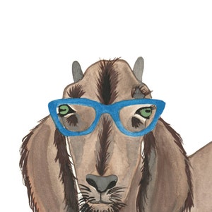 Cabra de acuarela con gafas
