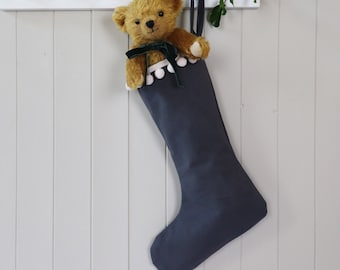 Christmas Stocking - Holiday Stocking - Charcoal Grey