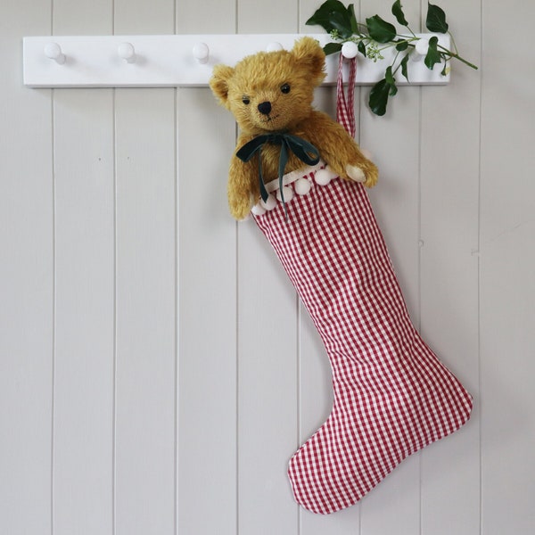 Personalised Christmas Stocking - Holiday Stocking - Red Check Gingham