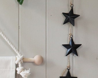 Black Metal Christmas Holiday Stars - Hanging Christmas Stars