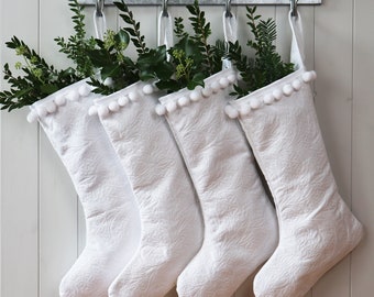 Pure White Christmas Holiday Santa Stocking