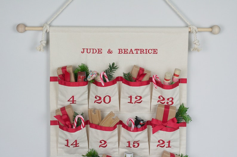 Fabric Advent Calendar with Gift Toys Christmas Countdown Calendar with Gift Toys image 4