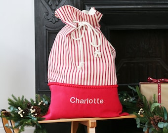 Santa Sack Personalised Gift Toy Bag Christmas Eve Personalized Custom Father Christmas Sack Christmas Eve Decor Childrens Gift Stripe