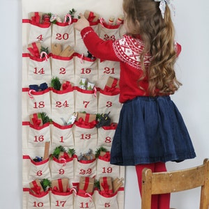 Advent Calendar Christmas Countdown Calendar Advent Calendar With Pockets Christmas Calendar Fabric Advent Calendar image 6