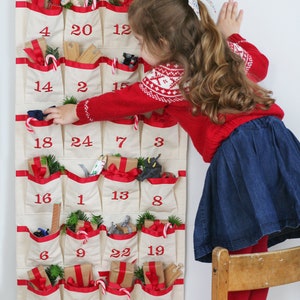 Fabric Advent Calendar with Gift Toys Christmas Countdown Calendar with Gift Toys image 1