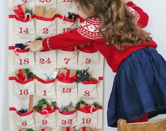 Calendrier de l’Avent en tissu avec jouets cadeaux - Calendrier du compte à rebours de Noël avec jouets cadeaux