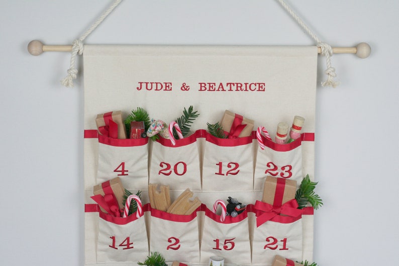 Advent Calendar Christmas Countdown Calendar Advent Calendar With Pockets Christmas Calendar Fabric Advent Calendar image 2