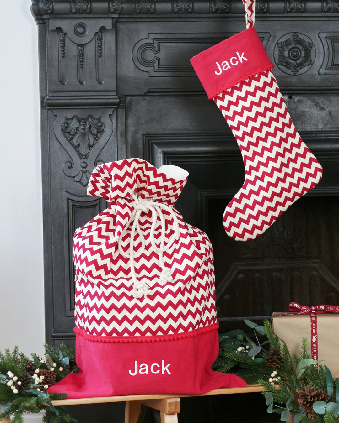 Christmas Stocking Santa Sack Personalized Red and White Personalised Santa Stocking Christmas Decor Christmas Eve Christmas Eve Toy Sack Etsy