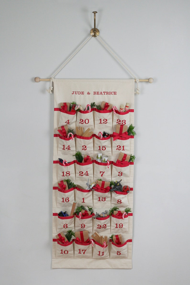 Fabric Advent Calendar with Gift Toys Christmas Countdown Calendar with Gift Toys image 5