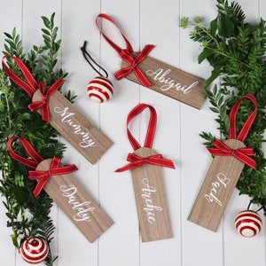 Personalised Wood Christmas Holiday Stocking Name Tag