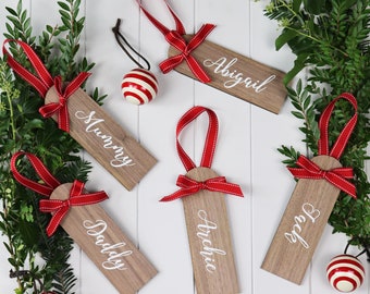 Étiquette personnalisée en bois pour bas de Noël des fêtes
