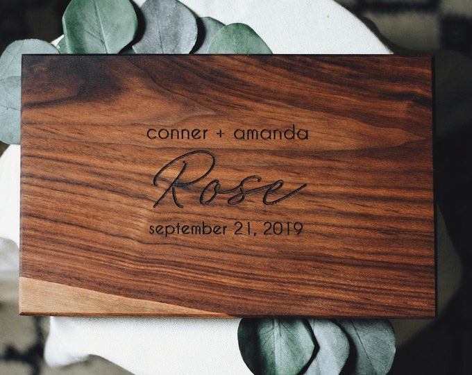 Custom personalized walnut cutting board | wedding gifts for the couple, Mother's Day gift for mom, bridal shower, anniversary