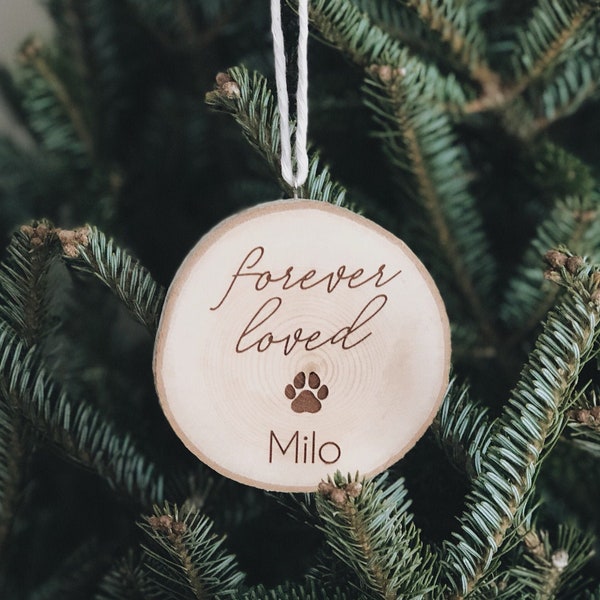 personalized pet christmas ornament / dog cat memorial gift / pet gift / holiday custom pet ornament / forever loved ornament