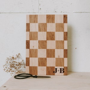 personalized checkerboard butcher block, cutting board, custom newlywed gift, personalized Christmas gift, realtor closing gift