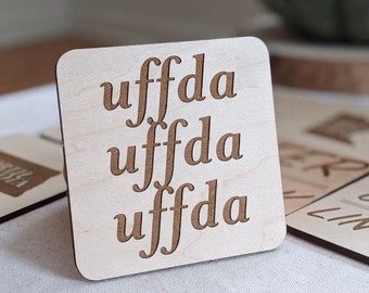 Uffda coasters | uff da gifts | midwest christmas gift | Norwegian gifts | scandanavian gift idea | oofdah minnesota North Dakota midwest