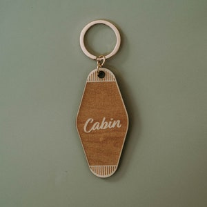 CABIN wood motel keychain | vintage hotel keychain, lake cabin keys, lake house keychain, real estate closing gifts for realtors