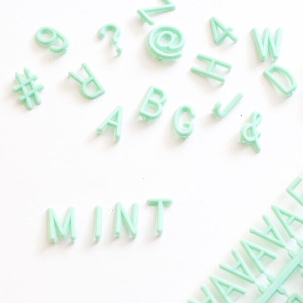 Mint Green 290 Character Helvetica Sprue Letter Set for Felt Letter Boards