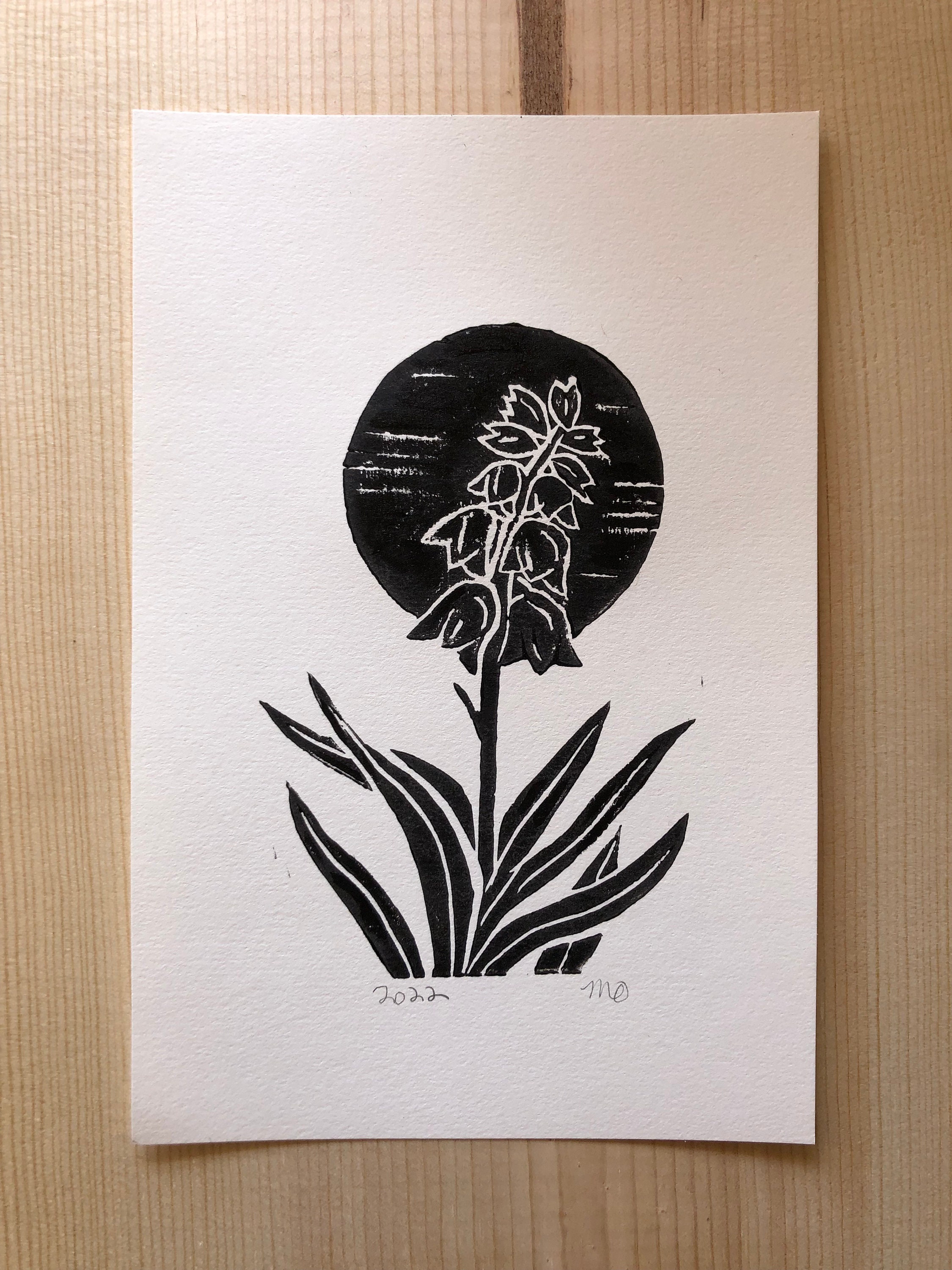 Yucca Bloom Block Print Art
