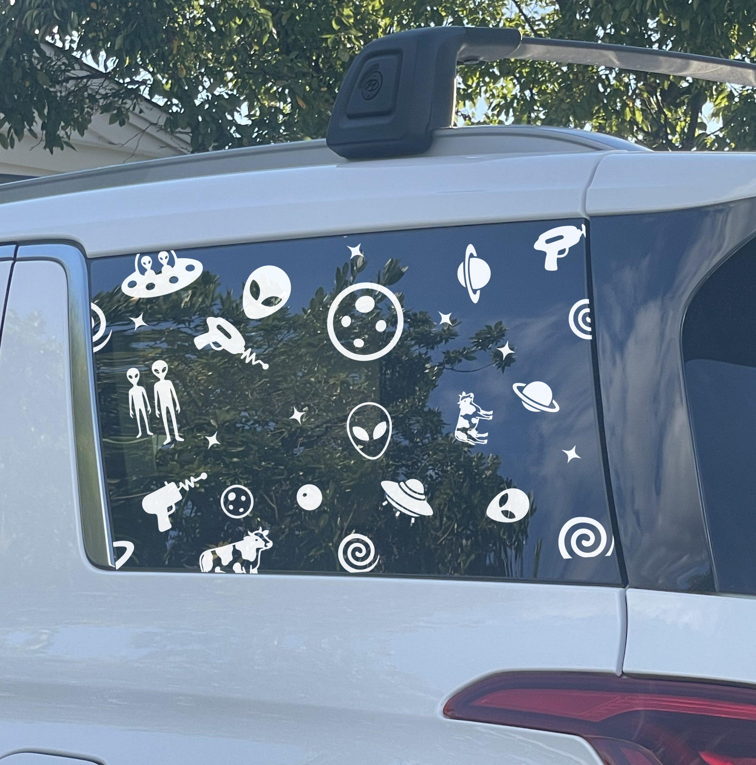 Aliens & Ufos Car Decal - Cute Sci-fi Vinyl Sticker | Space Themed ...