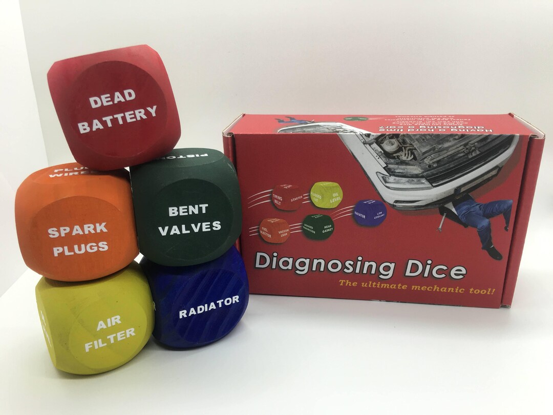 Mechanic Diagnostic Dice, Handmade, Diagnosing Dice, 2 Inch, Mechanic