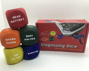 Mechanic Diagnostic Dice, Handmade, Diagnosing Dice, 2 inch, Mechanic Gift, Diagnosing Car, Car Guy, Dice, Hand painted