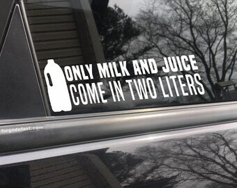 Funny Milk and Juice Car Decal, Bumper Sticker