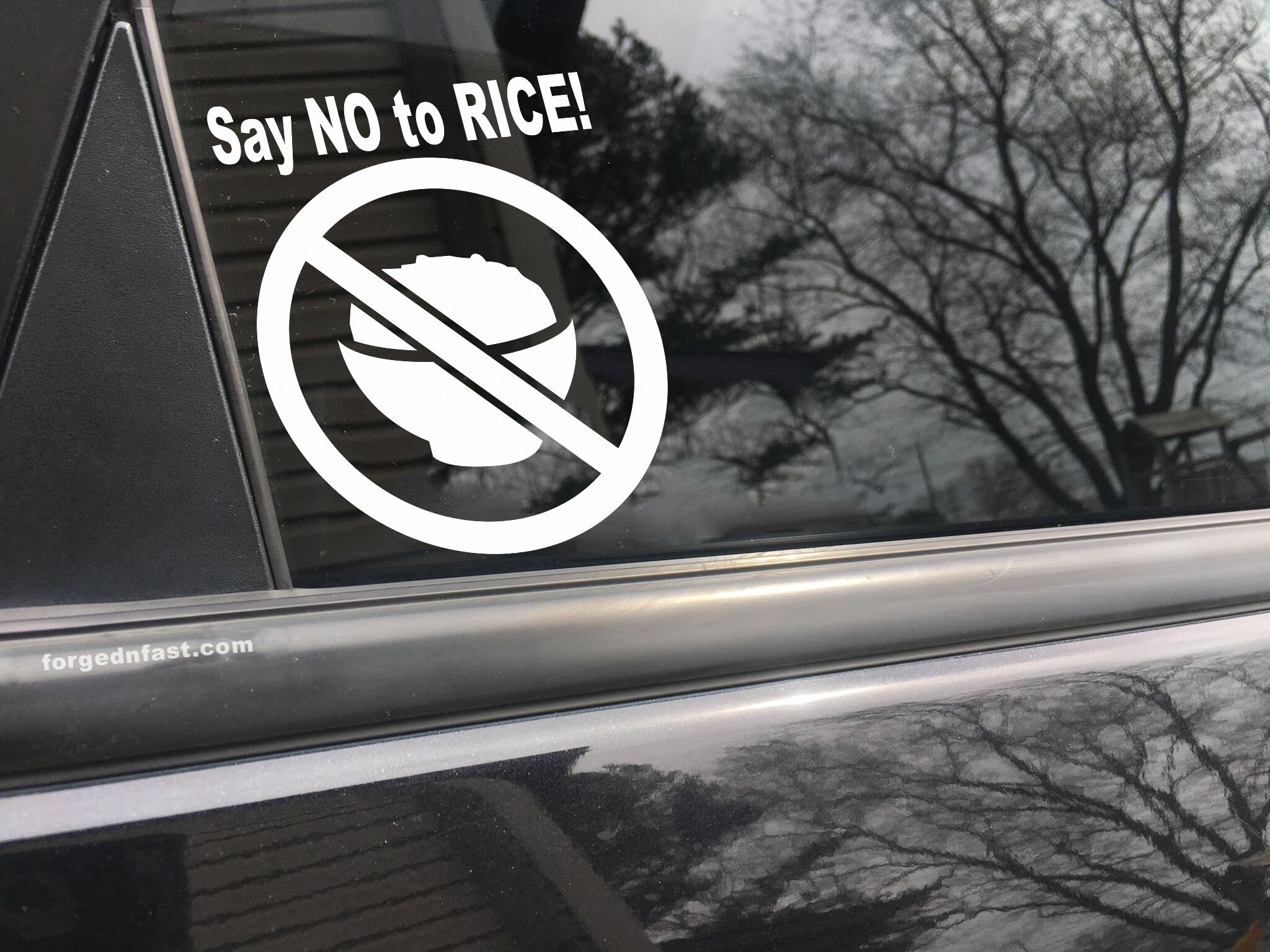 Say No To Rice Funny Car Decal, Bumper Sticker, image size:2048x1536