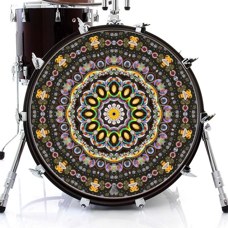 Magic Mandala Graphic Drum Skin on bass drum, mandala art